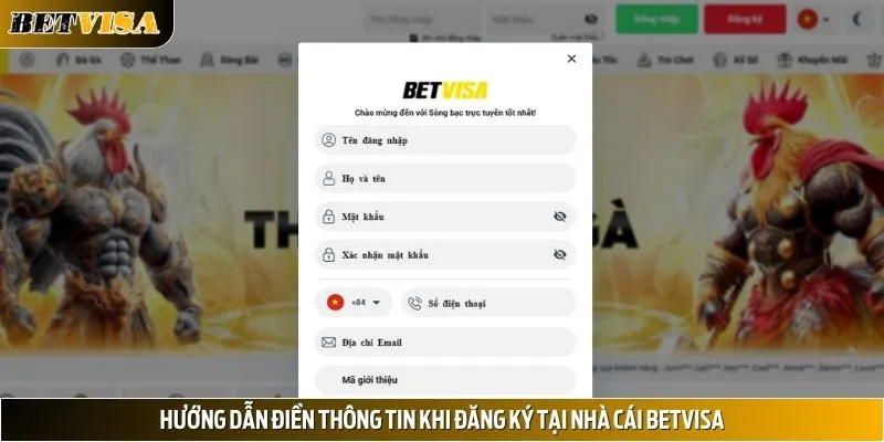 Điền thông tin để đăng ký tài khoản nhà cái
